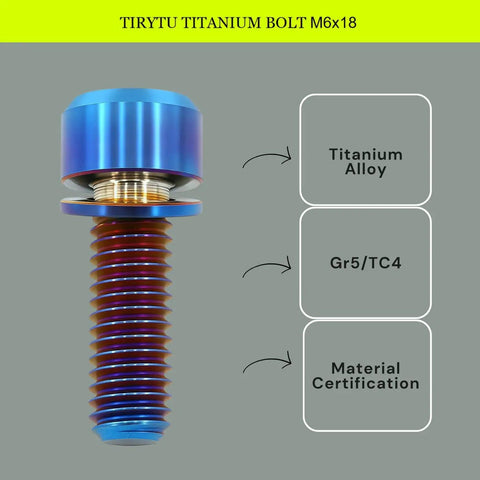 Burnt Blue Titanium M6X18mm Bolts With Washers 4 Pack For MTB Bicycle And Motorcycle Upgrades Ultra Lightweight Beefy 850MPa
