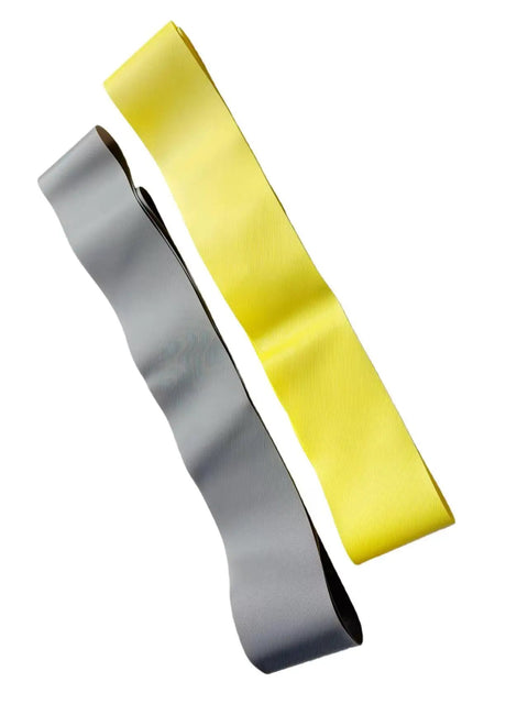 Grey PVC Rim Protectors For Fat Tire Bicycles And Electric Bikes 20x4.0 2 Pack With 20x4.0 Rim Liners, shown with yellow backing