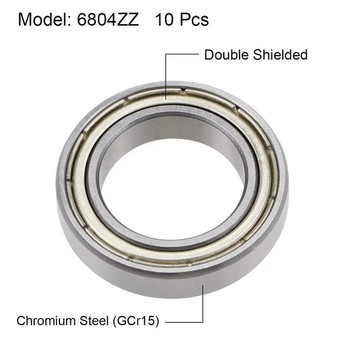 6804ZZ Deep Groove Ball Bearings 20mm Bore 32mm OD 7mm Thickness Double Shielded Chrome Steel Z2 ABEC 1 Tolerance Low Noise High Load