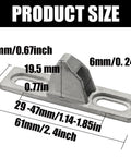 Two Pack Sliding Door Keepers For Glass Doors, Half Inch Door Lock Keepers, Zinc Alloy Construction, product size dimensions shown