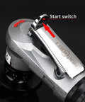 Yklp Mini Pneumatic Chamfering Machine Portable Handheld 45 Degree Arc Air Beveler With 1/4 Inch Inlet showing start switch detail.