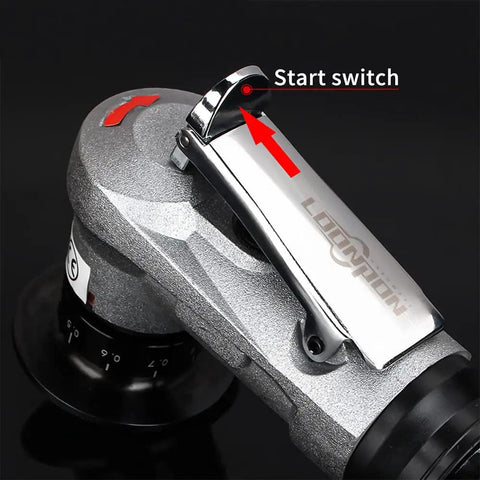 Yklp Mini Pneumatic Chamfering Machine Portable Handheld 45 Degree Arc Air Beveler With 1/4 Inch Inlet showing start switch detail.
