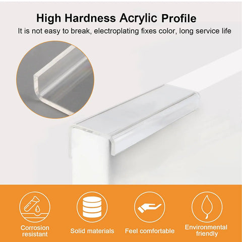 Close-up of Slick Finger Edge Pulls 8 Pack Modern Drawer Handles With Screws Curved Acrylic Self Adhesive Invisible Wardrobe