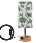 Green Watercolor Turtle Decor Bedside Table Lamp With 3 Way Dimming Touch Built In Charging Station For Nightstand Or Desk USB C Port USB Port 2 Pin Outlet LED Bulb Included