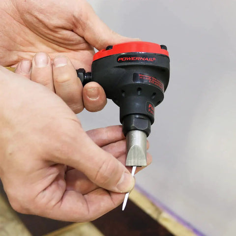 Holding Hardwood And Engineered Flooring Cleat Nailer For 16 And 18 Gauge Cleats That Blind Nails, Countersinks Unset Nails.