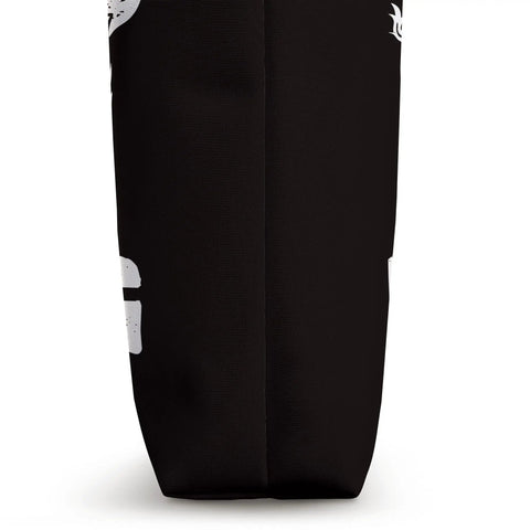 Close-up of the black side panel of the Teamwork Is Everything Tote Bag For Paddling Crew Fans Race Day Gear And Training Sessions