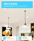 Kitchen ceiling with Six Pack Goof Ring Covers For 6 Inch Recessed Lights Flush Mount White Trim Rings 8.6 Inch Outer Diameter 6.2 Inch Inner Diameter Paintable Matte Finish Damp Rated installed.
