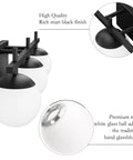 Dope Mid Century Modern Bathroom Vanity Lights Matte Black With Milky Glass Over Mirror Three Light Wall Sconce close-up view