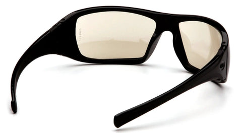 Heavy Duty Rimless Safety Glasses Featuring Badass Scratch Resistant Polycarbonate Lenses And Iron Clad Uv Shielding For Relentless Indoor And Outdoor Jobs Pack Of Twelve, black frame with tan lenses.