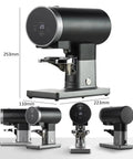 Precision Auto Espresso Tamper 58mm Electric Tamping Station with Smart Pressure Control, showing dimensions and sleek design.