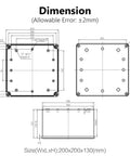 Dimension diagram of Hella Tough Waterproof IP67 Junction Box With Dustproof Sealed Plastic Housing For DIY Electrical Projects And Outdoor Cable Management That Locks Out Dirt And Keeps Your Rig Locked Down Tight.