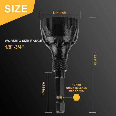 Luckyway deburring external chamfer tool with tungsten carbide blade, front view, 1/4-inch quick-release hex shank