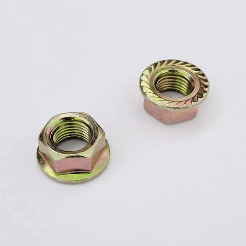 Close-up of Ebike Hub Motor Lock Nuts And Washer Set For 14mm Shaft 750W To 1500W Motors Wheel Axle Bolts with Tough Steel.