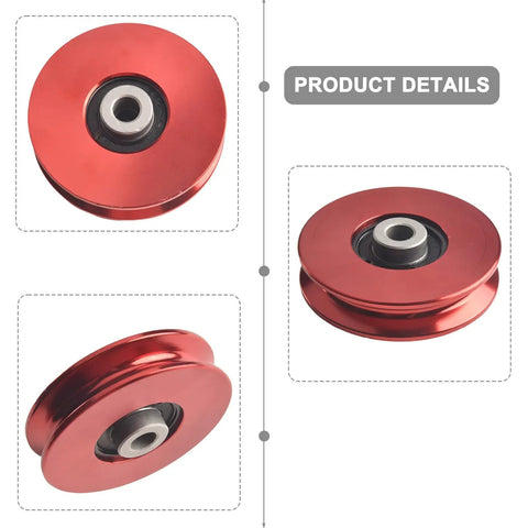 Smooth Action CNC Machined Aluminum Cable Pulley Wheel 75-114mm Red for Home Gym Fitness Gear with 6202RS Bearing, Abrasion-Resistant Roller for Cable Lifts and Strength Machines red aluminum pulley with bearing