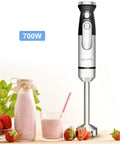 Powerful Handheld Immersion Blender 700W With Infinite Variable Speeds All In One Stainless Steel Stick Mixer Detachable Whisk And Milk Frother