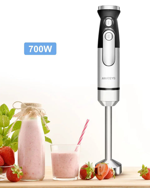 Powerful Handheld Immersion Blender 700W With Infinite Variable Speeds All In One Stainless Steel Stick Mixer Detachable Whisk And Milk Frother