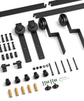 Six Foot Bypass Sliding Barn Door Hardware Kit For Double Wooden Doors With Single Track In Combination Track Mode components shown.