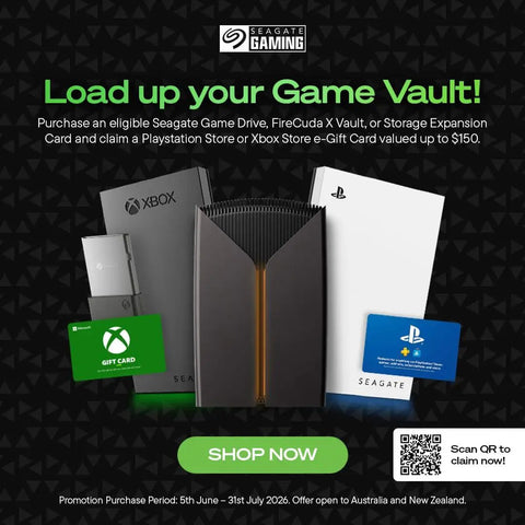 2TB External Game Drive For PlayStation With USB 3.0 - Officially Licensed For PS5 And PS4, Lightning Fast Storage To Save PS5 Games, Seamless Transfer To Console, Plug And Play Durable. Seagate Gaming promo with PS5 and Xbox gift cards