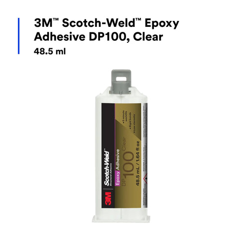Image of Scotch-Weld DP100 Clear Epoxy Adhesive 1.7 Oz Two-Part Bonding Glue For Metal Plastic Ceramic Surfaces Supports Strong Transparent Bonds Compatible With EPX Plus II Applicator Ideal For DIY Auto Marine And Electronics Projects bottle front view
