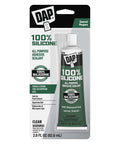 All Purpose 100 Percent Silicone Adhesive Sealant Clear 2.8 Oz Waterproof Bonding And Sealing For DIY Projects In Kitchens Bathrooms And Aquariums Dries Clear In About 12 Hours, tube and packaging