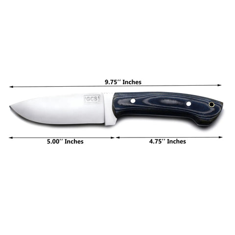 Blue And White Micarta Handle D2 Tool Steel Tactical Knife For Hunting And Camping EDC With Full Tang Blade And Leather Sheath