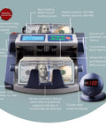 Commercial Grade Money Counter With Ultraviolet And Magnetic Counterfeit Detection, 200 Bill Hopper, Handles Up To 1300 Bills Per Minute, Easy To Read LCD Display, Add And Batch Function, Perfect For Small To Medium Businesses