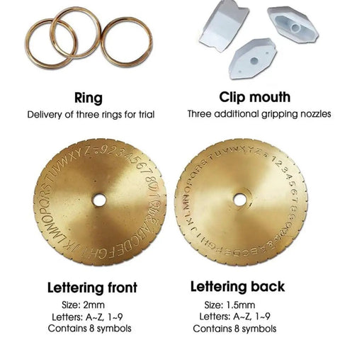 No Sweat Manual Internal Ring Engraving Machine With Precision Double Sided Dial And Secure Locking Clamps with trial rings and letter blocks