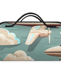 Front view of Airplane Themed Travel Makeup Bag Hanging Roll Up Organizer with airplane design