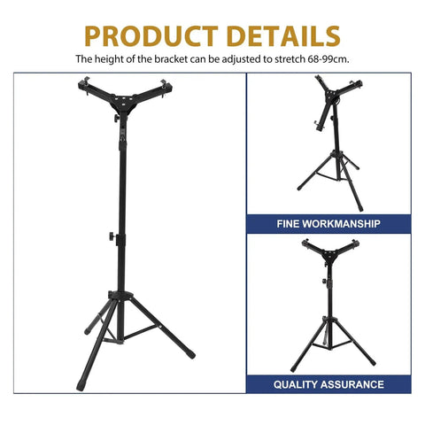 Foldable Drum Rack And Alloy Dumbbell Stand With Snare Practice Pad Tough Storage Shelf Setup For Sick Beats Or Pumping Iron, adjustable height 68-99cm.