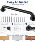 Rock Solid 12 Inch Matte Black Stair Handrail Wall Mounted Grip Aid For Indoor Outdoor Steps installation hardware components