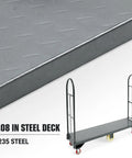Hella Sturdy Platform Truck With 2000 Pound Capacity And Smooth Six Wheel Rolling, showing durable Q235 steel deck.