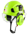 3 In 1 Safety Helmet Kit With Visor And Ear Muffs For All Day Comfort, Lightweight Vented ABS Hard Hat With Adjustable 6 Point Suspension