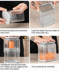 Badelite 3-in-1 kitchen veggie cutter with stainless steel blade; clear plastic body with grey lid.