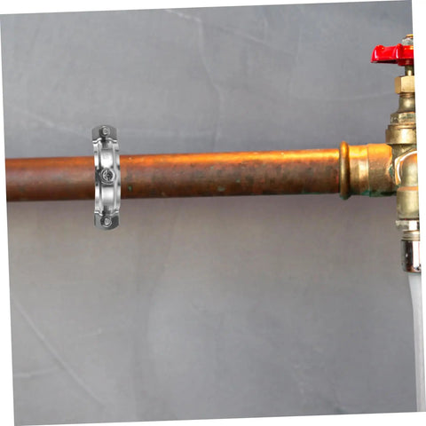 Adjustable Stainless Steel Water Pipe Clamp Brackets Set For 20 To 200mm Pipes securing a horizontal copper pipe