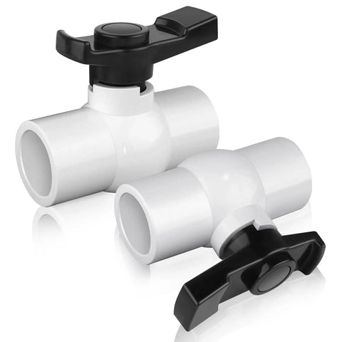 1 Inch PVC Ball Valve Kit 2 Pack Slip PVC Shutoff Valves With Double Socket Full Flow Port Schedule 40 Plastic Control Valve
