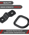 24 Pack Heavy Duty D Rings Tie Down Anchors Built Different With Swiveling Mounts Rugged Quarter Inch Steel Lashing Hooks Handle Gnarly Loads Up To 2400 Pounds For Pickup Truck Trailer Cargo, showing black steel D ring and mount.