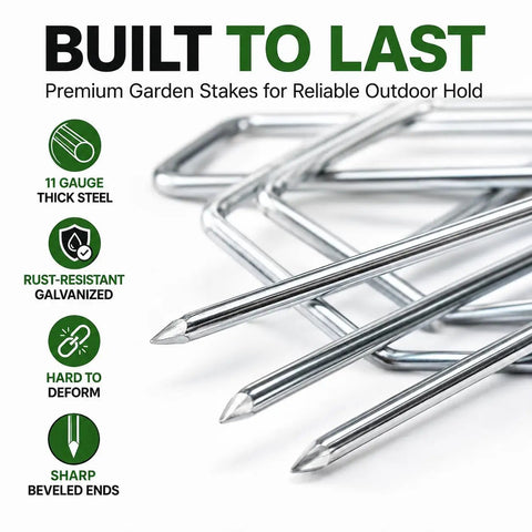 Heavy Duty 6 Inch 11 Gauge Galvanized Landscape Staples 100 Pack For Securing Weed Barrier Fabric Irrigation Hoses Netting And Outdoor Decor