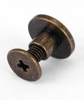 Premium Flat Head Brass Rivets And Copper Hardware Screws 20 Piece 5Mm Set For Heavy Duty Leather Crafting, close-up view of a brass rivet.