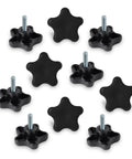 10 Pack Five Star Knobs With 5/16-18 Threaded Studs, 1 Inch, arranged on a white background