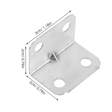 Heavy-Duty 100 Pack, Cold Rolled Steel Corner Supports For Bed Frames, Tables And Shelves, Precise Alignment shown in close-up