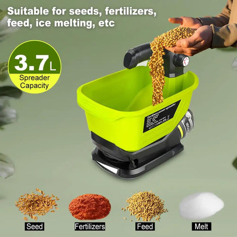 Cordless All Season Spreader For 18V Lithium Batteries, Seed Fertilizer And Ice Melt, Powers Through Driveways And Lawns