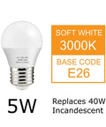 5W LED Bulb 450 Lumens 3000K Soft White G45 A15 Shape With E26 Base Frosted Not Dimmable Pack Of 4 40W Equivalent