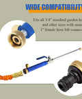 High Pressure Power Washer Wand For Garden Hose With Jet Nozzle And Fan Nozzle Hydro Jet Power Sprayer showcases compatibility with 3/4 inch hoses.