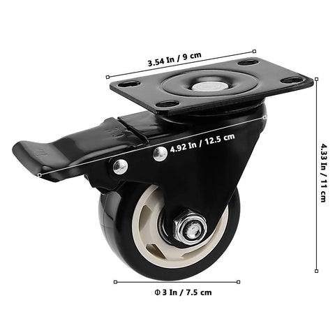 Eight 3 Inch Swivel Caster Wheels Set With Plate Mount Heavy Duty Double Ball Bearing Casters Four Locking And Four Fixed