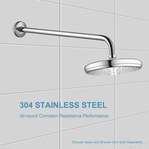 24 Inch Chrome Shower Arm With Flange For Wall Mount, Angled Extension For Fixed And Handheld Showerheads installed in bathroom
