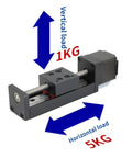 All In One CNC Sliding Table Rail Linear Stage Kit With XYZ Axis Motion, 200mm Stroke showing vertical and horizontal load capacity