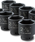 Heavy Duty Three Quarters Inch Drive Socket Set, Eight Piece Jumbo Sockets, SAE Sizes, Chrome Moly Steel, CrMo Construction