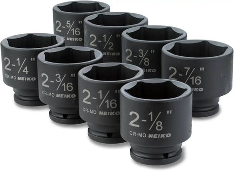 Heavy Duty Three Quarters Inch Drive Socket Set, Eight Piece Jumbo Sockets, SAE Sizes, Chrome Moly Steel, CrMo Construction