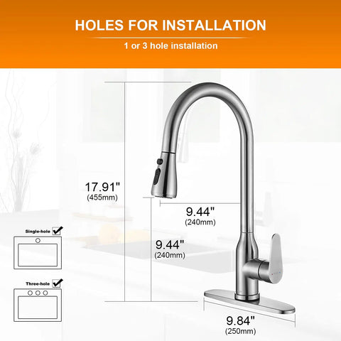 Touch Activated Kitchen Faucet With Pull Down Sprayer Hands Free Sensor Sink Tap In Brushed Nickel Stainless Steel installation guide