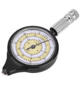 Rugged Mini Map Measuring Wheel For Dead Accurate Outdoor Distance Tracking And Trail Navigation Featuring Heavy Duty Alloy Build as your Go To campout rig for hiking adventures weekend trips, showing a compact dial with black casing.